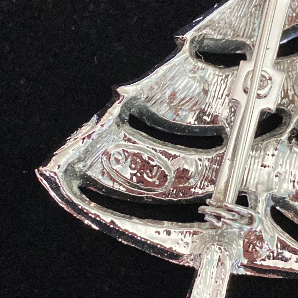 1960’s Bj Beatrix Jewelry Christmas Tree Brooch Pin Gem